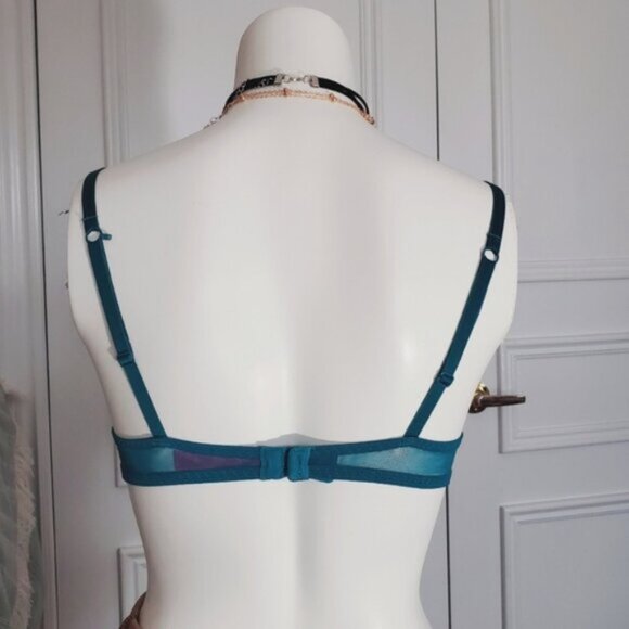 La Senza Lightly Lined Vibrant Blue/Teal Plunge "Obsession" Bra- 32B - Picture 3 of 16